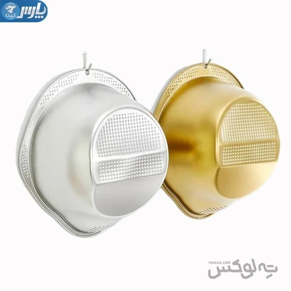 برنج شور و لگن آبکش دار استیل — تصویر ۵