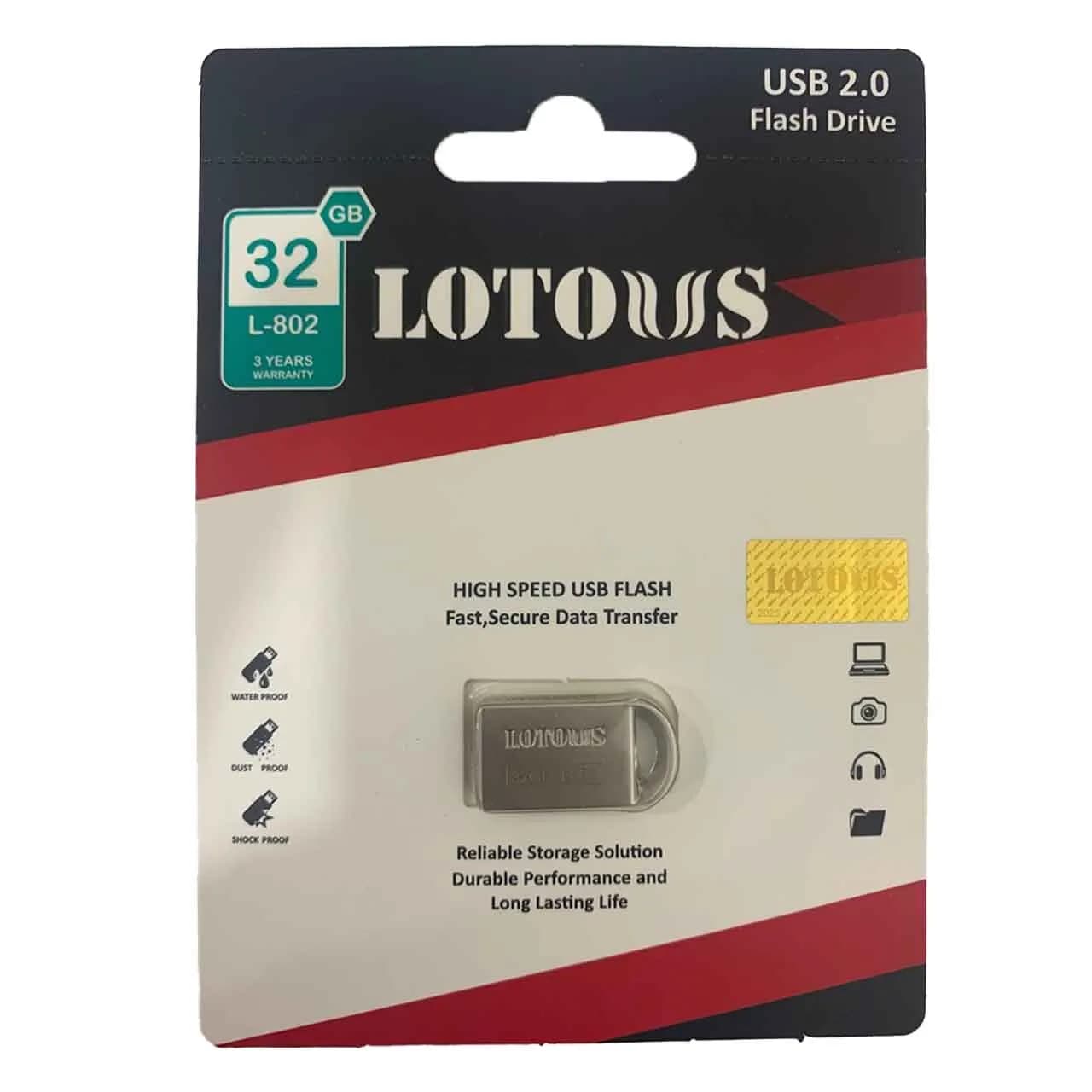 فلش مموری لوتوس USB2.0 مدل L-802 ظرفیت 32GB – (گارانتی لایف تایم لوتوس)