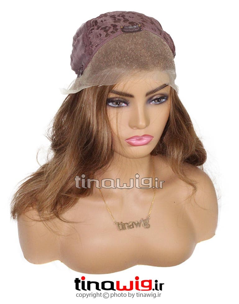 کلاه گیس زنانه مدل فارا رنگ دارچینی با لایت سوزنی bonny-18 — تصویر ۳