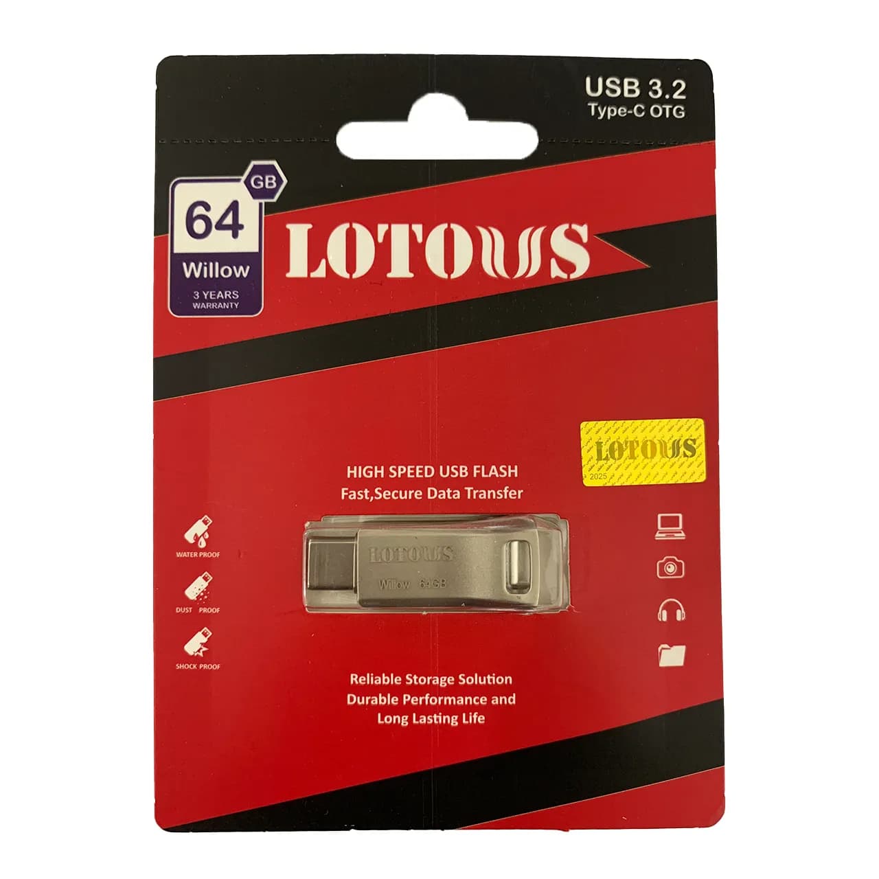 فلش مموری USB 3.2 لوتوس مدل Willow ظرفیت 64GB – (گارانتی لایف تایم لوتوس)