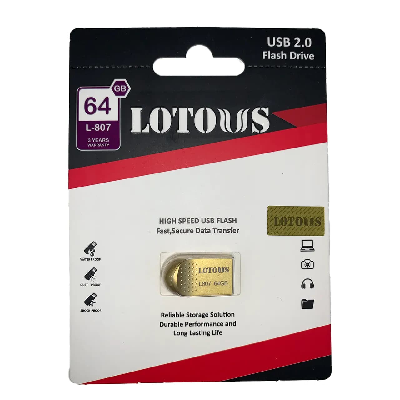 فلش لوتوس USB 2.0 مدل L-807 ظرفیت 64GB – (گارانتی لایف تایم لوتوس)