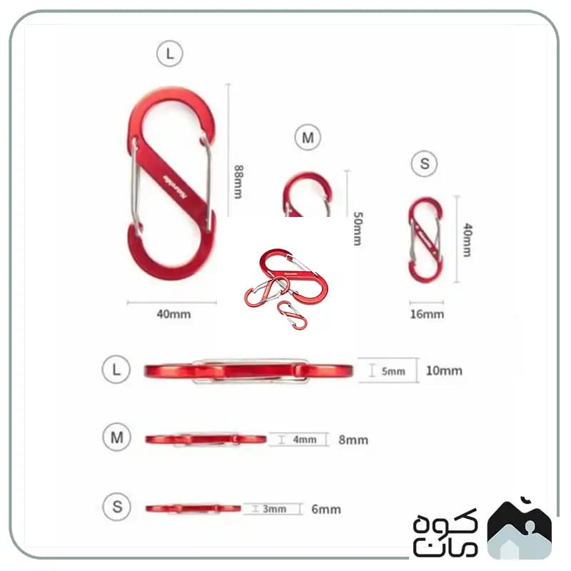 کارابین کوهنوردی نیچرهایک مدل S-Type Aluminium Alloy Dual Hook — تصویر ۲