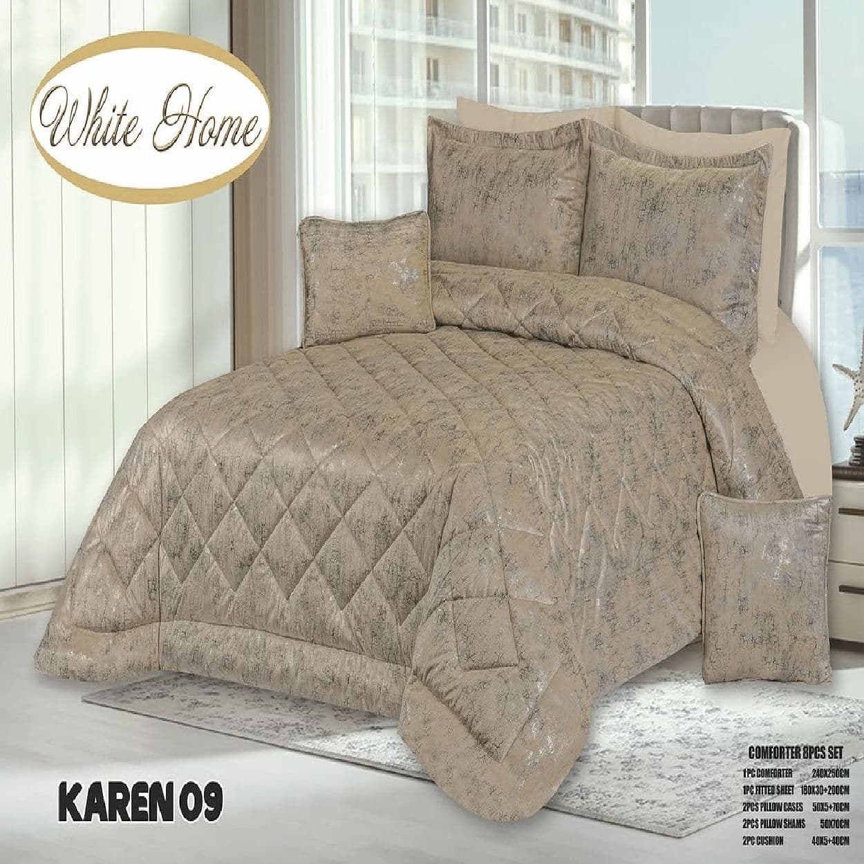 سرویس روتختی مخمل ویت هوم white home مدل کارن karen دونفره 8 تکه