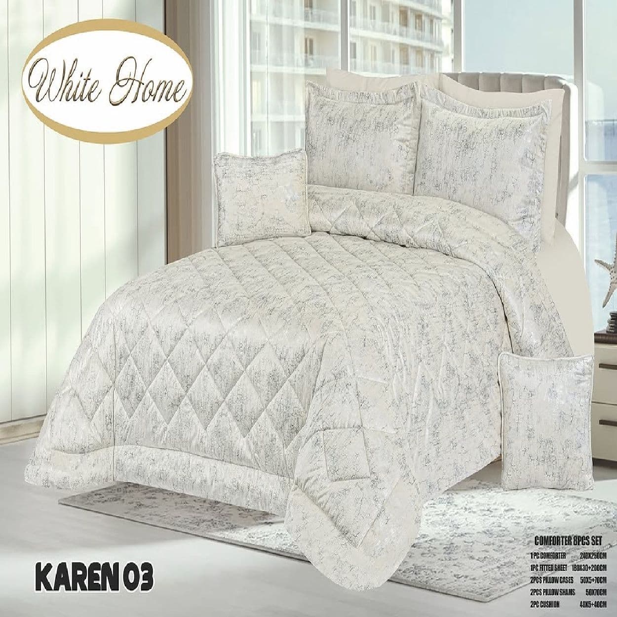 سرویس روتختی مخمل ویت هوم white home مدل کارن karen دونفره 8 تکه — تصویر ۷
