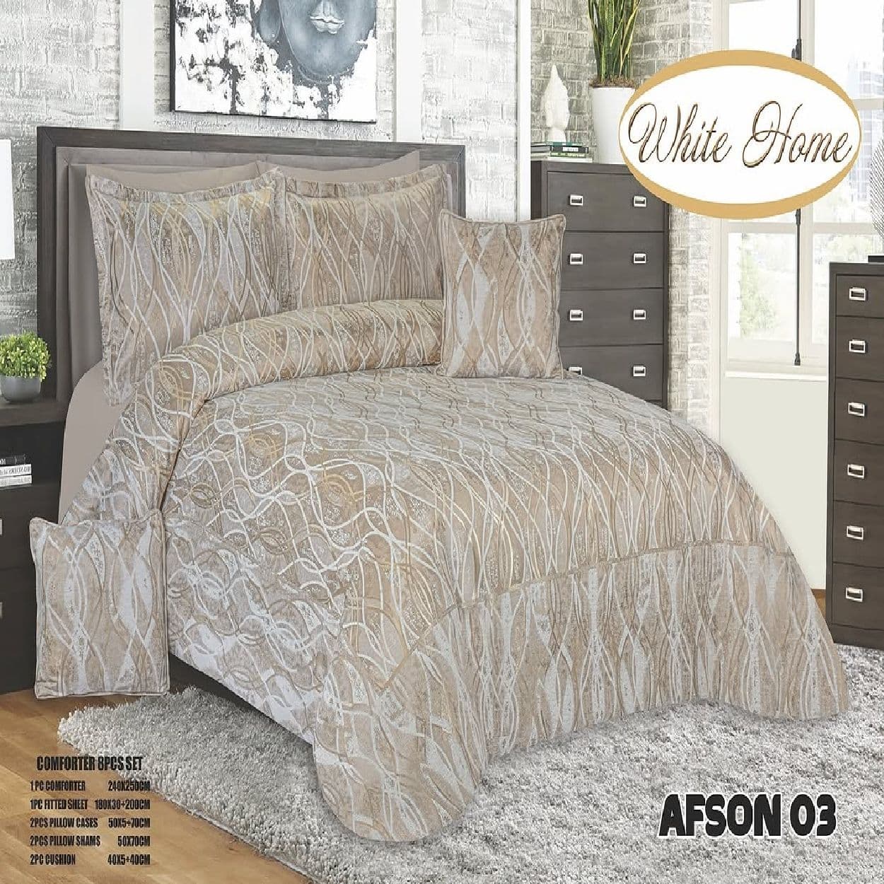 سرویس روتختی مخمل ویت هوم white home مدل افسون afson دونفره 8 تکه — تصویر ۶
