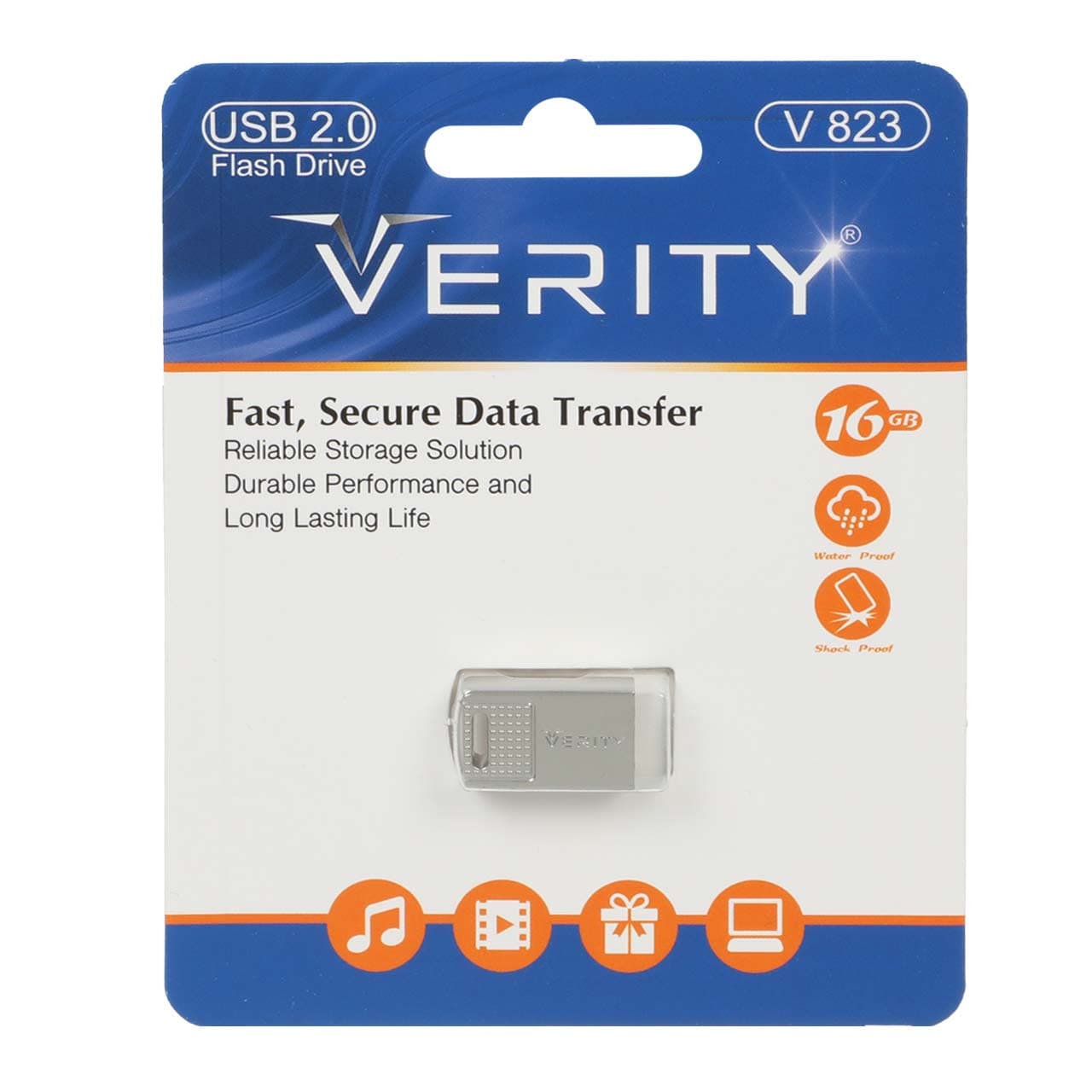 Verity V823 USB2.0 Flash Memory – 16GB نقره ای (گارانتی آسان سرویس)