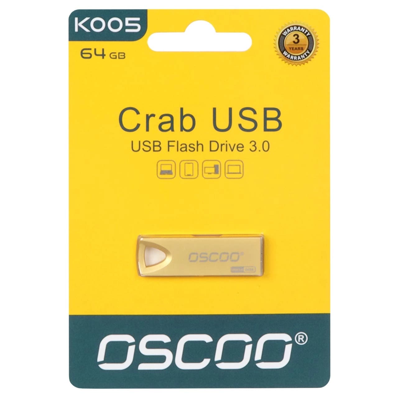 OSCOO K005 Crab USB3.0 Flash Memory – 64GB طلایی (گارانتی پاسارگاد)