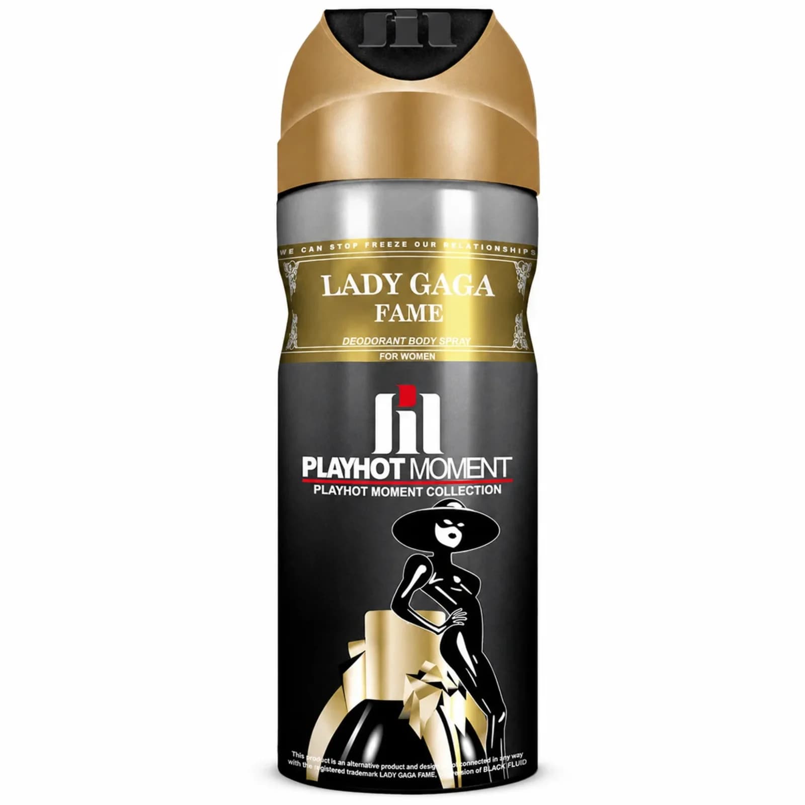 اسپری دئودورانت زنانه پلی هات مومنت با رایحه Lady GaGa Fame Black Fluid باحجم 200 میل