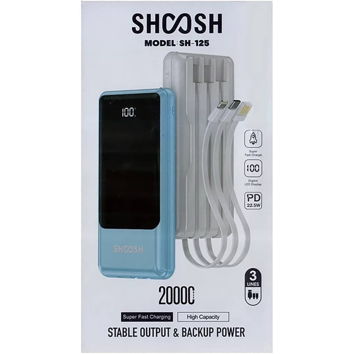 پاوربانک شوش مدل SH-125 ظرفیت 20000 میلی آمپر فست شارژ — تصویر ۱۲