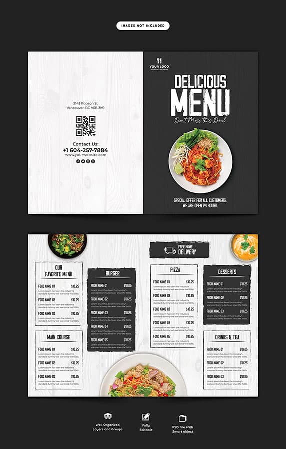 دانلد منوی رستوران Food Bifold Menu