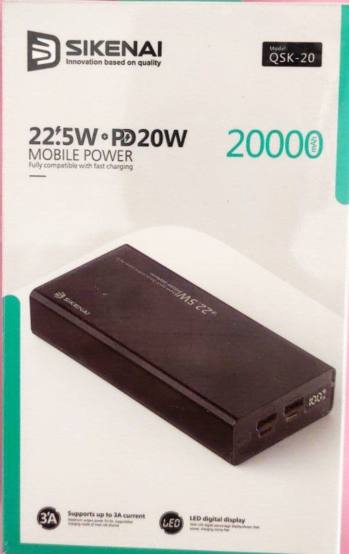 پاور بانک سیکنای مدل QSK-20 ظرفیت 20000 میلی آمپر فست شارژ — تصویر ۴