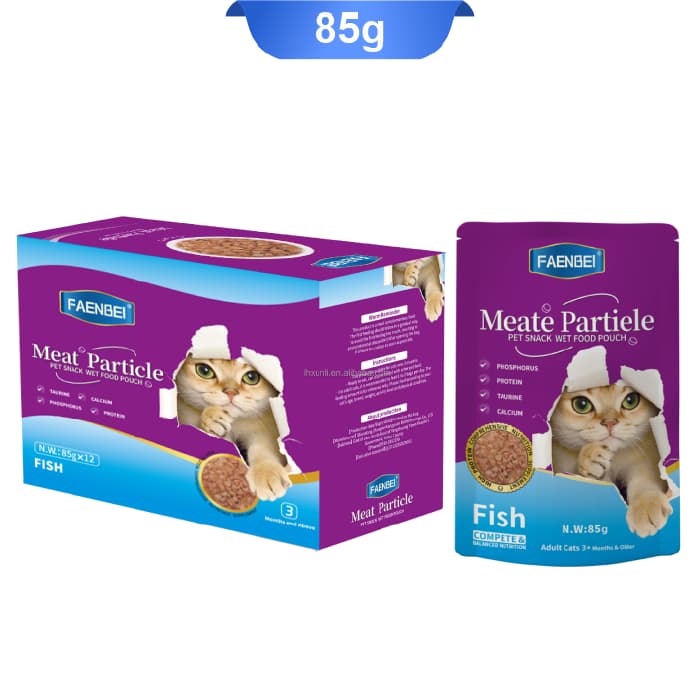 پوچ گربه فنبی مدل چانک طعم ماهی وزن 85 گرم کد 103191 Faenbei Meat Particle