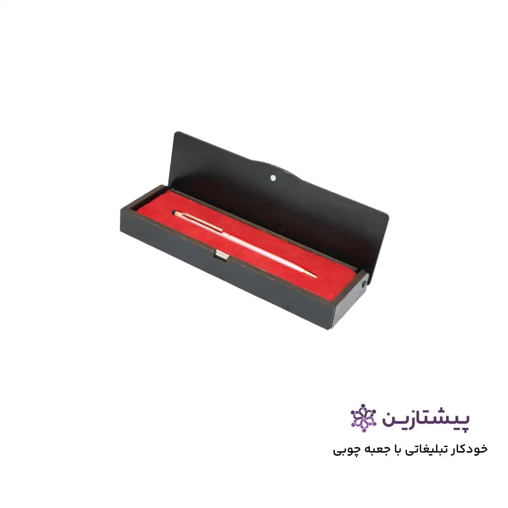 خودکار سر تاچ تبلیغاتی (سه رنگ) به همراه جعبه چوبی مگنتی