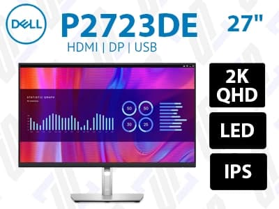 مانیتور استوک Dell P2723DE سایز 27 اینچ W-LED QHD IPS HDMI 99%sRGB 5ms