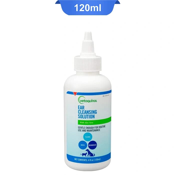 محلول شستشوی گوش سگ و گربه ویتوکینول حاوی آلوئه ورا وزن 120 میلی لیتر Vetoquinol Ear Cleansing Solution