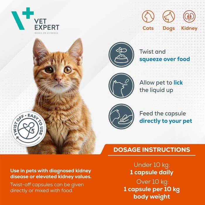 کپسول مکمل سگ و گربه وت اکسپرت برای پشتیبانی بیماری مزمن کلیه 60 عددی Vet Expert RenalVet — تصویر ۲