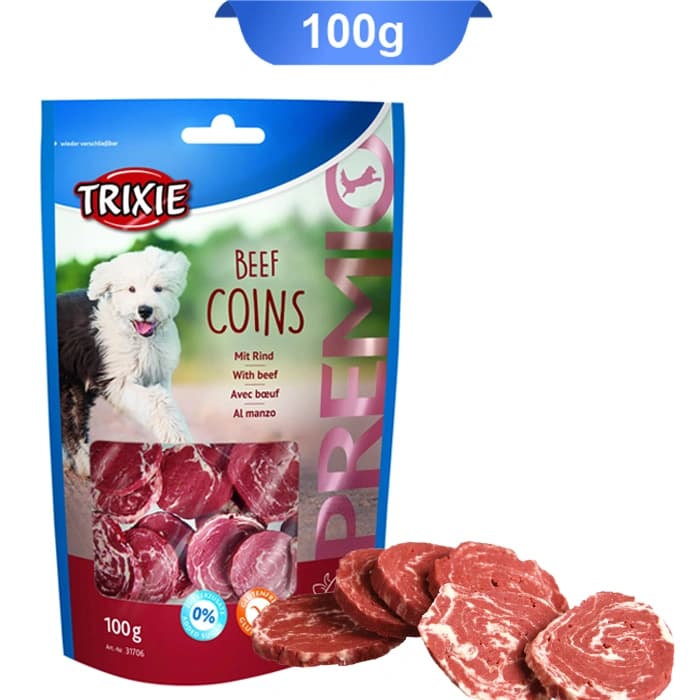 تشویقی سگ تریکسی طعم گوشت گاو مدل سکه ای وزن 100 گرم Trixie Beef Coins