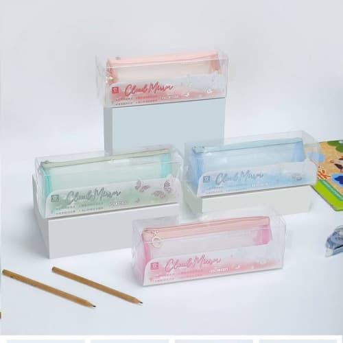 جامدادی توری تک زیپ YIYIBUSHE کد DD-88029 | مدل Cloud Mirror جادار با طراحی شفاف و سبک | مناسب مدرسه و دانشگاه