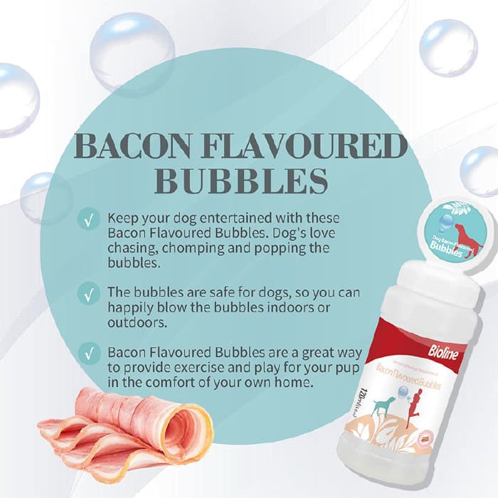 حباب ساز سگ بایولاین با رایحه بیکن وزن 120 میلی لیتر Bioline Bacon Flavoured Bubbles — تصویر ۳