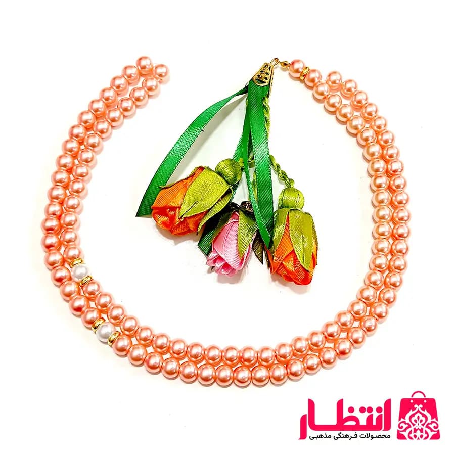 تسبیح 101 عددی گلدار ساتن طرح خورشید