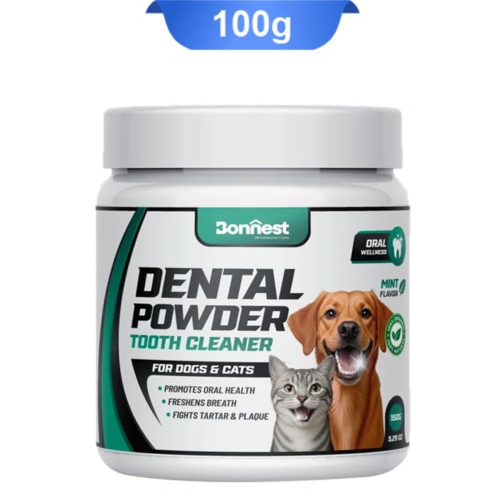پودر سگ و گربه بونست تمیز کننده دندان مدل دنتال طعم نعناع وزن 150 گرم Bonnest Dental Powder