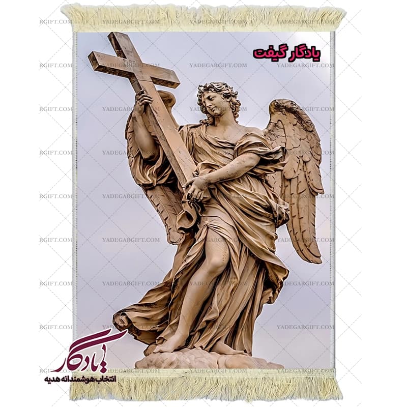 تابلو فرش ماشینی طرح تندیس فرشته و صلیب کد t26