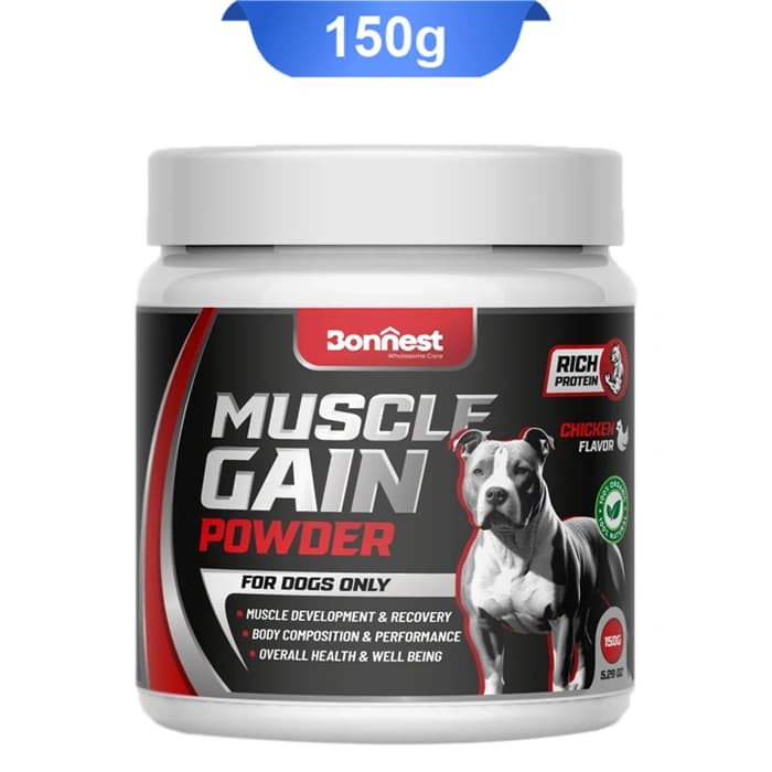 پودر سگ بونست برای افزایش حجم عضلات طعم مرغ وزن 150 گرم Bonnest Muscle Gain Powder