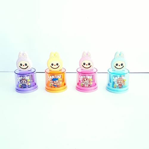 تراش دو سوراخ استوانه‌ای سر سیلیکونی لبوبو مدل 9308 | Labubu Silicone Head Dual Hole Sharpener 9308