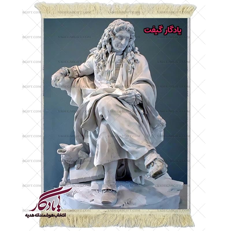 تابلو فرش ماشینی طرح تندیس ژان دو لافونتن کد t19