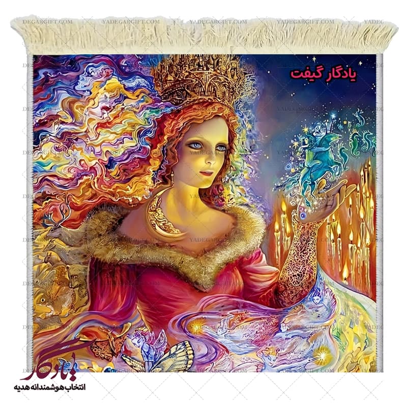تابلو فرش ماشینی طرح مینیاتور الهه شب کد mi93 — تصویر ۲