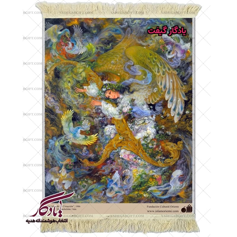 تابلو فرش ماشینی طرح مینیاتور چنگ مهر کد mi51