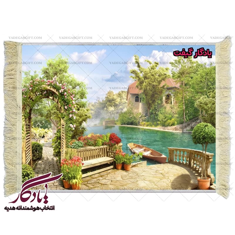 تابلو فرش ماشینی طرح منظره تفرجگاه ساحلی کد m96