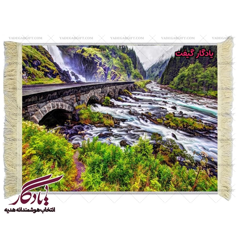 تابلو فرش ماشینی طرح منظره پل و رود کد m85