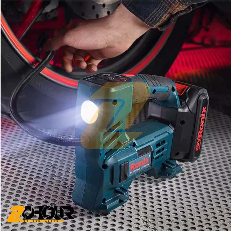 مینی کمپرسور شارژی رونیکس 20 ولت مدل Ronix 8605 — تصویر ۲