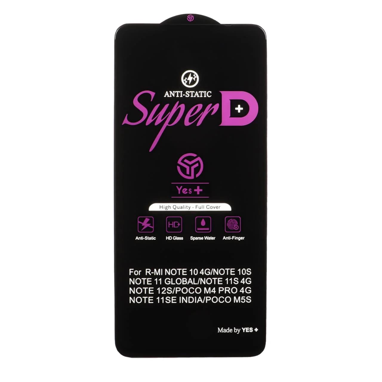 محافظ صفحه نمایش شیشه ای Super D Anti Static Yes Plus مدل Xiaomi Redmi Note 12S / Redmi Note 11 4G / Redmi Note 11S / Redmi Note 10 4G / Redmi Note 10S / Poco M5S / Poco M4 Pro 4G