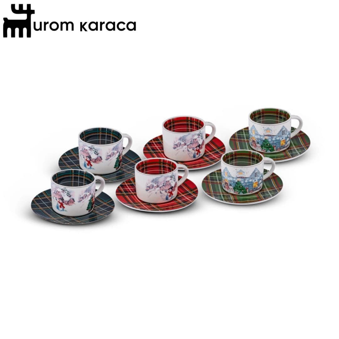 سرویس قهوه خوری 6 پارچه کاراجا شطرنجی 110 میلی