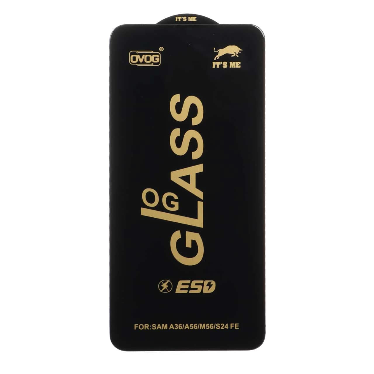 محافظ صفحه نمایش شیشه ای درجه یک Samsung Galaxy S25 FE / S24 FE / A57 / A37 / A56 / A36 – Full Cover OG – ESD OVOG – (بدون پک) – مشکی