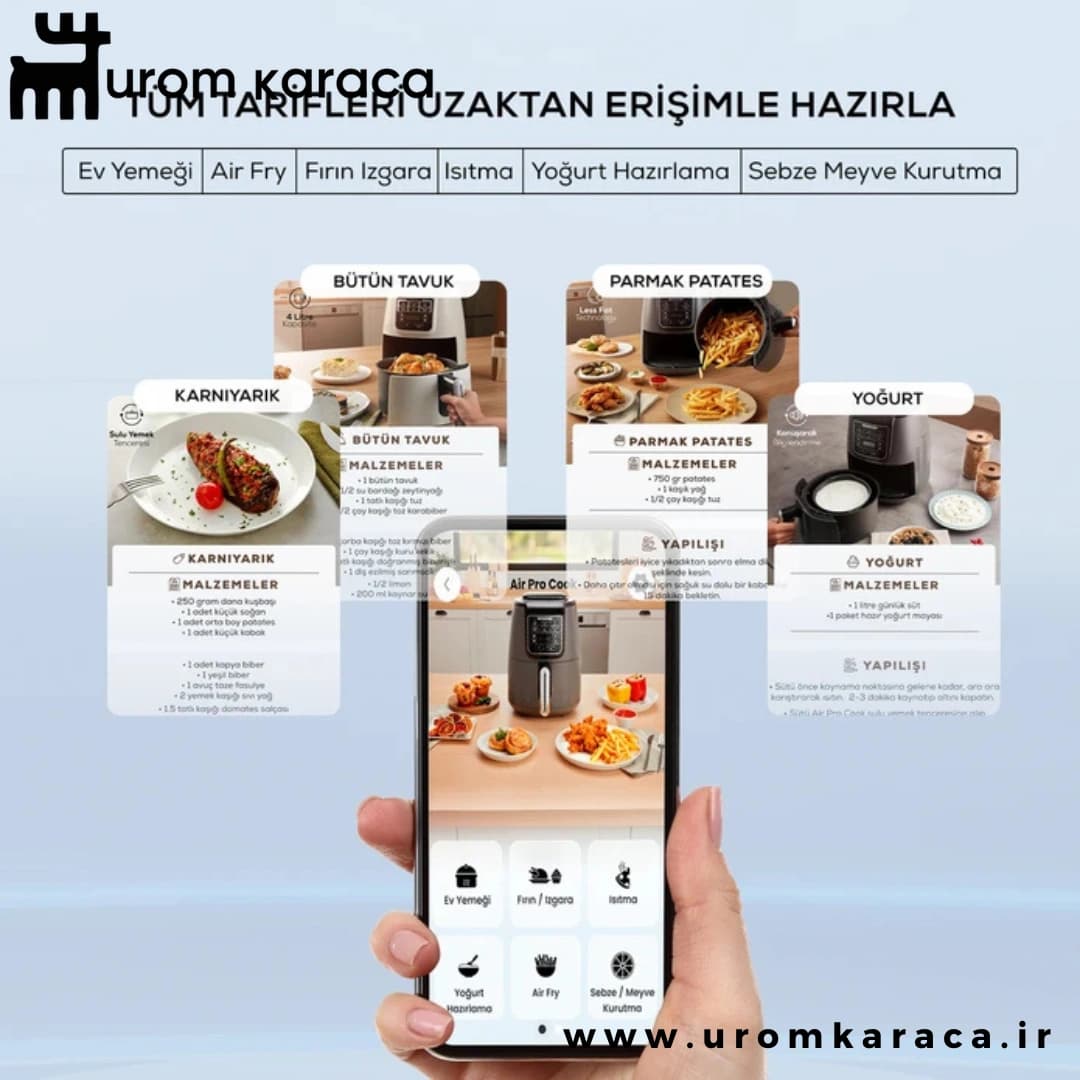 هواپز و سرخ کن سخنگو کاراجا Connect Air Pro Cook XL طوسی — تصویر ۶