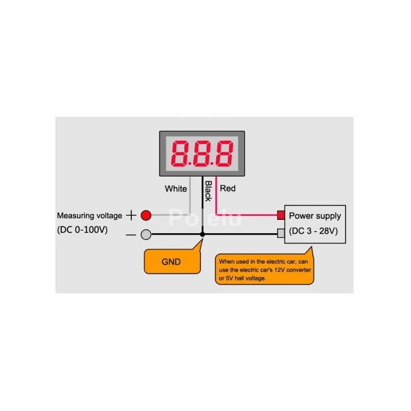 ماژول ولتمتر 3 دیجیت DC0-36V سایز 0.28 اینچ — تصویر ۵