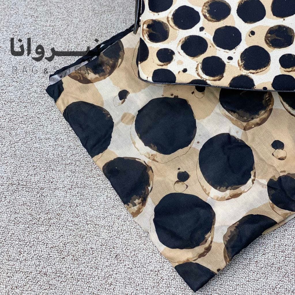ست کیف صندوقی و شال زنانه خال دار — تصویر ۲