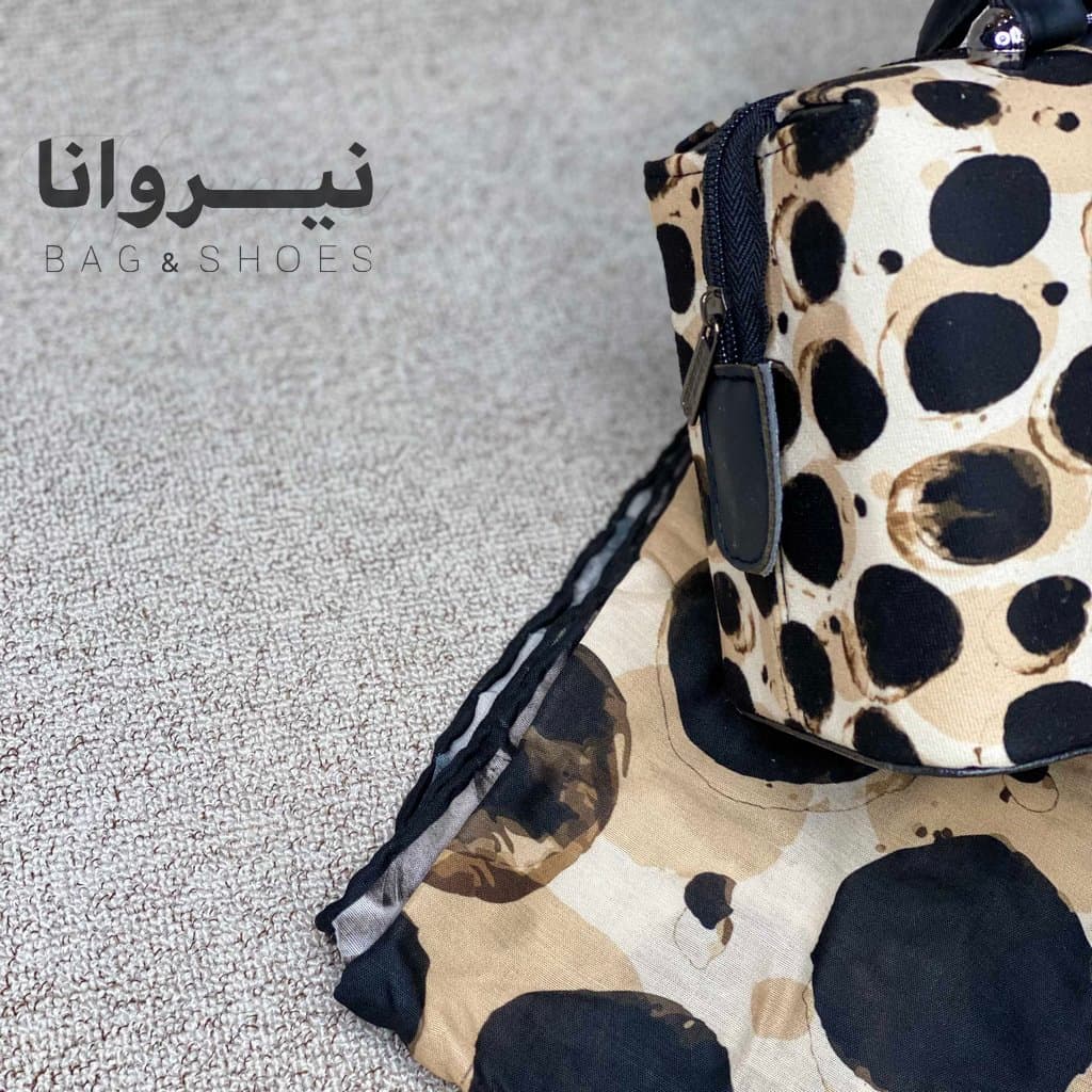 ست کیف صندوقی و شال زنانه خال دار — تصویر ۵