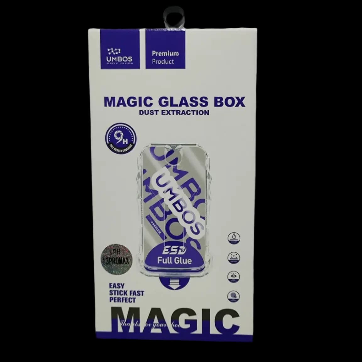 گلس گوشی اپل iPhone 15 Pro Max آمباس مدل UMBOS Magic Glass Box به همراه کیت نصب