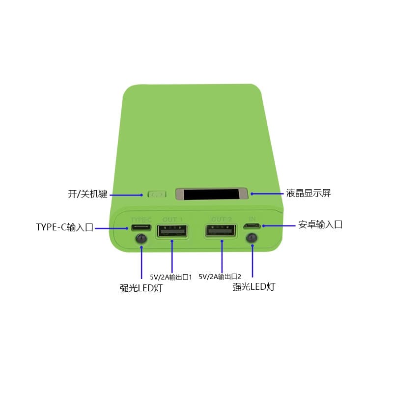 کیس پاوربانک 30000mAh دو خروجی USB به همراه نمایشگر و برد 8 باتری مدل A8 — تصویر ۵