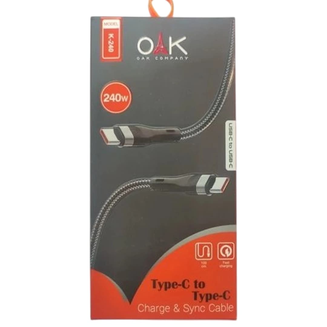 کابل شارژ 2 سر تایپ سی مدل OAK K-240 — تصویر ۲
