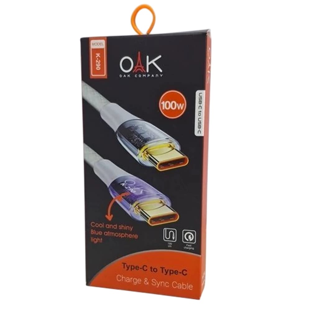 کابل شارژ 2 سر تایپ سی مدل OAK K-290 — تصویر ۲