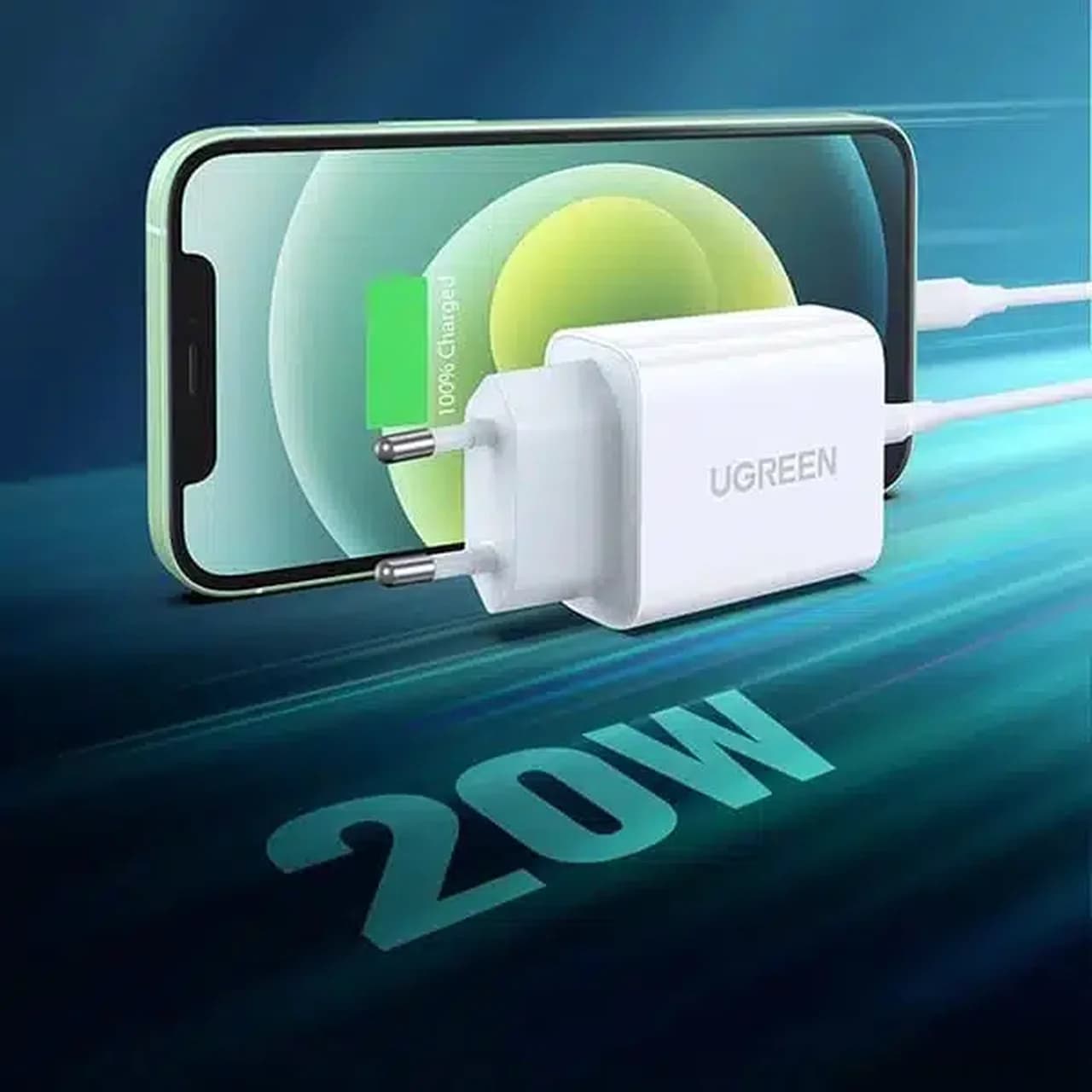 شارژر دیواری PD و فست تک پورت UGREEN مدل CD137-60450 20W – سفید (گارانتی 18 ماهه آسان پیشرو) — تصویر ۲