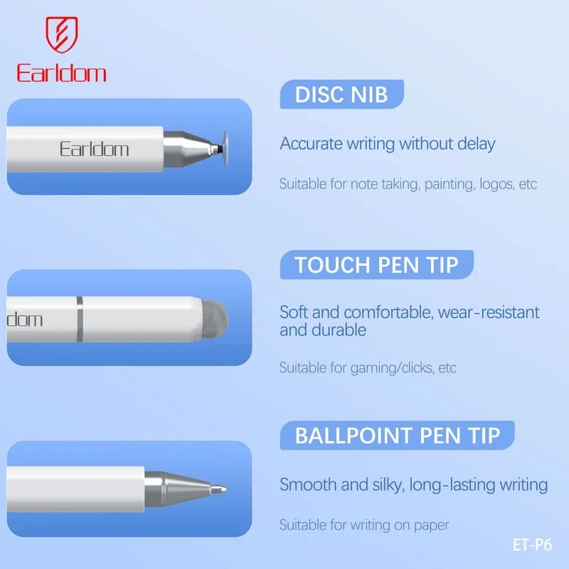 قلم لمسی ارلدام مدل Earldom Stylus pen 3 in1 ET-P6 | ET- P6 — تصویر ۲