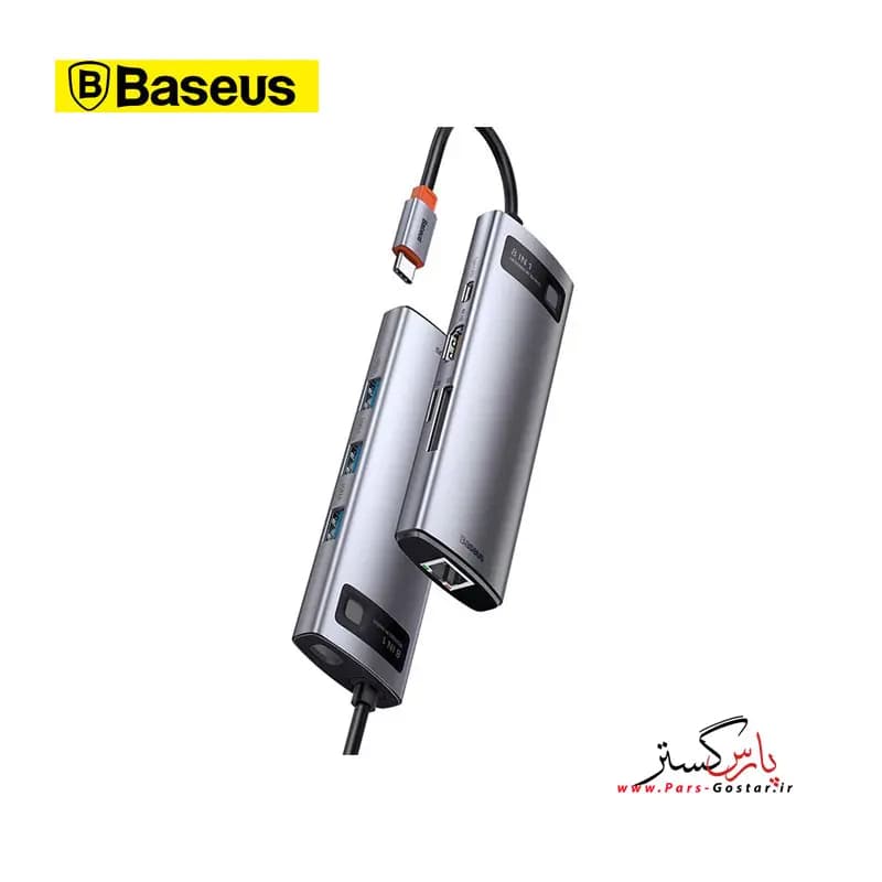 هاب 8پورت USB-C باسئوس مدل BASEUS Metal Gleam 8-Port Type-C HUB Adaptor CAHUB-CV0G | CAHUB-CV0G — تصویر ۴