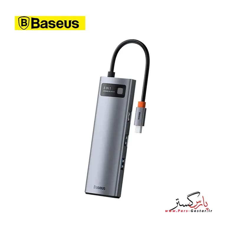 هاب 8پورت USB-C باسئوس مدل BASEUS Metal Gleam 8-Port Type-C HUB Adaptor CAHUB-CV0G | CAHUB-CV0G