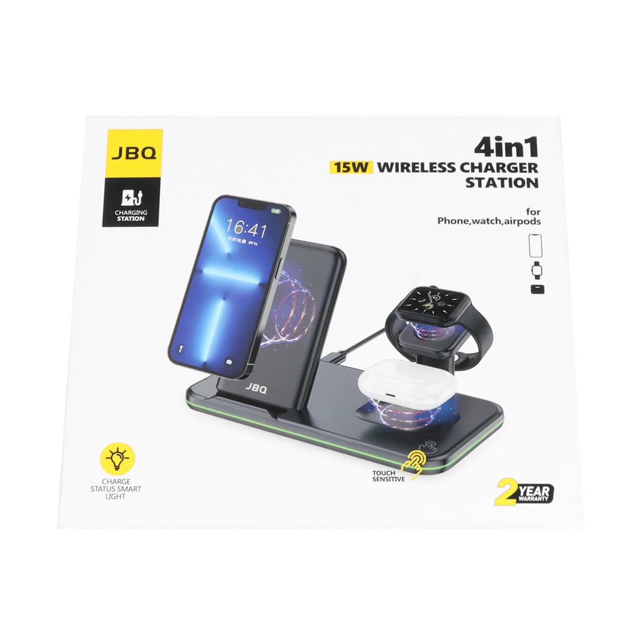 شارژر وایرلس چهار کاره JBQ مدل WLC-31 – مشکی (گارانتی یکساله رصاصی) — تصویر ۷